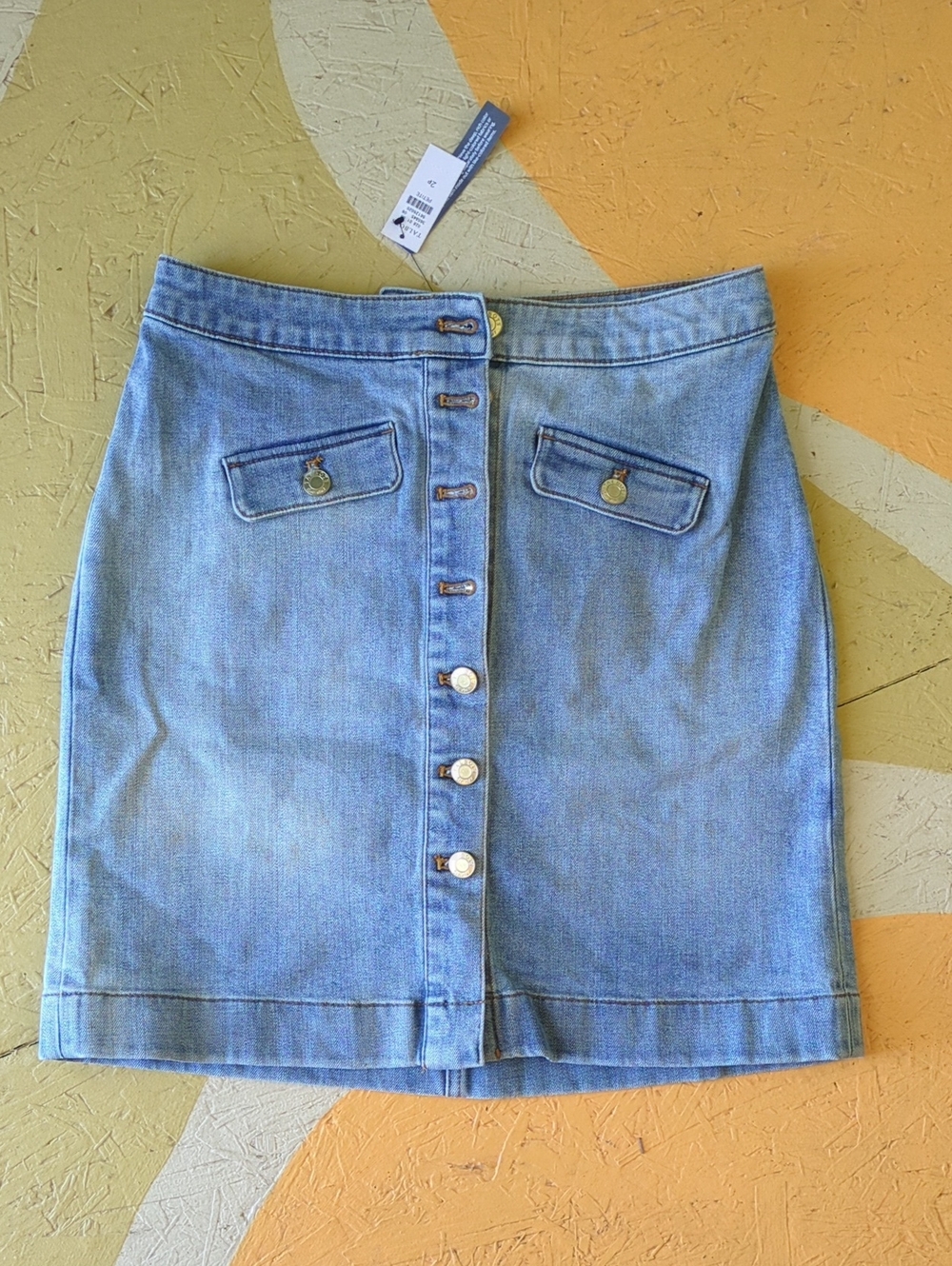 Talbots Denim Button-Front Mini Skirt - Light Blue